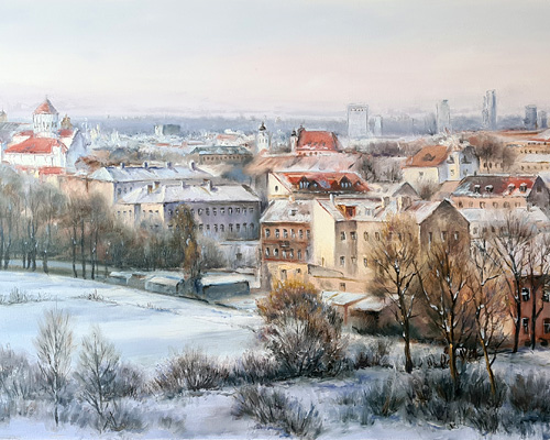 Лысюкас Александрас. Панорама Вильнюса. Зима.