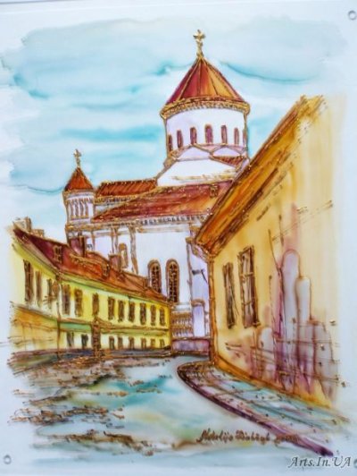 Рябчук Наталия. Русская улица. Живопись на стекле.