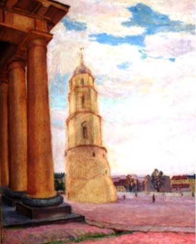 Пинкас Игнатий | (1888-1935). Вид часовни. Вильно. 1922 г. Масло, картон.