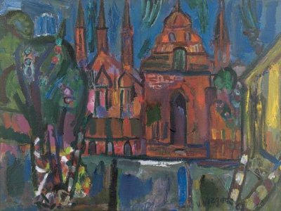 Визгирда Викторас | (1904-1993). Готика с вербами. 1968. Холст, акрил. 76 x 101,5.