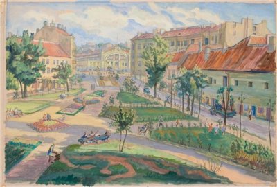 Хволес Рафаель | (1913-2002). Уголок Вильнюса. Из цикла «Возрождённый Вильнюс». 1949 г.