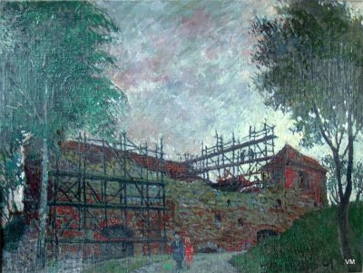 Мацконис-Мацкявичюс Ионас | (1922-2002). Строительные леса замка Гедимино. 1991. 38 x 50.