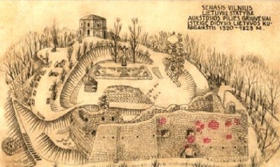 Камараускас Юозас. Замковая гора. В центре рисунка - могила неизвестного солдата.