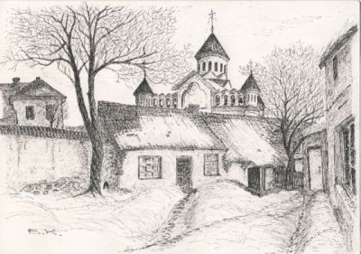 ○ Странник. Спасский переулок (Ишганитою), дворик с видом на Успенский собор