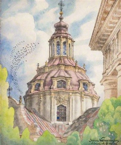 Камараускас Юозас. Николаевский собор 1 (нынешний костел Св. Казимира) Акварель, 1892 г.