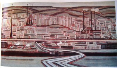 Стасюлявичюс Алоизас. Ритмы нового Вильнюса. 1972 г. Холст, синт. темпера, коллаж. 71 х 116.