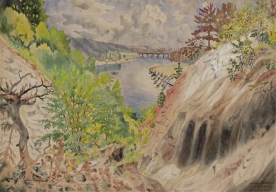 Камараускас Юозас. Мост через Нерис. Акварель, 1932 г. Литовский художественный музй.