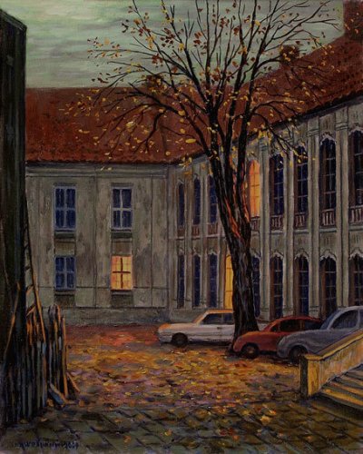 Зражевский Аркадий Александрович. Двор бывшего монастыря франциcканцев на улице Траку (2009). Холст, масло, 50 x 40.