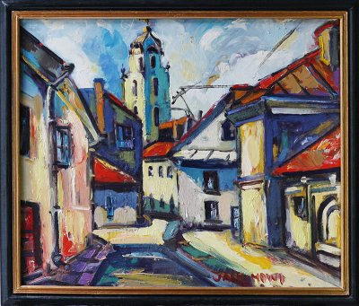 Яхимович Чеслав. "Старый Вильнюс 1". Масло, картон, 50 x 60.