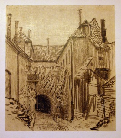 Булака Мечисловас | (1907-1994). "Двор по ул. М.Горького со стенами, увитыми диким виноградом" 1950 г.