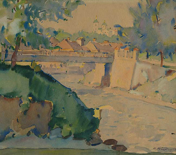 Мендзыблоцкий Адам | (1883-1956). Wilno. Most przez Wilejkę. Akwarela, 20,5 x 24.