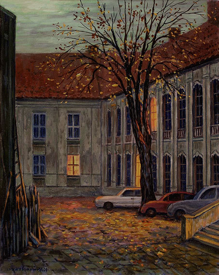 Зражевский Аркадий Александрович. Двор бывшего монастыря франциcканцев на улице Траку (2009). Холст, масло, 50 x 40.