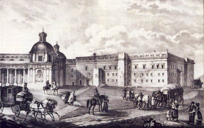 Рачинский Кароль. 1832 г. Литография.  Дворец Правителей Литвы 1793 г. (Литография выполнена на основании  несохранившихся, рисунков 1793 г. архитектора П.Росси).