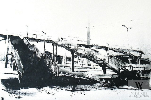 Ширин Артур. Вильнюсский железодорожный вокзал. 2008 г. Бумага, тушь. 63 x 83.